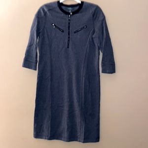 Ralph Lauren Jeans Co. Cotton Quilted Shoulder 3/4 Sleeve  Dress-Gray-Sz: Medium